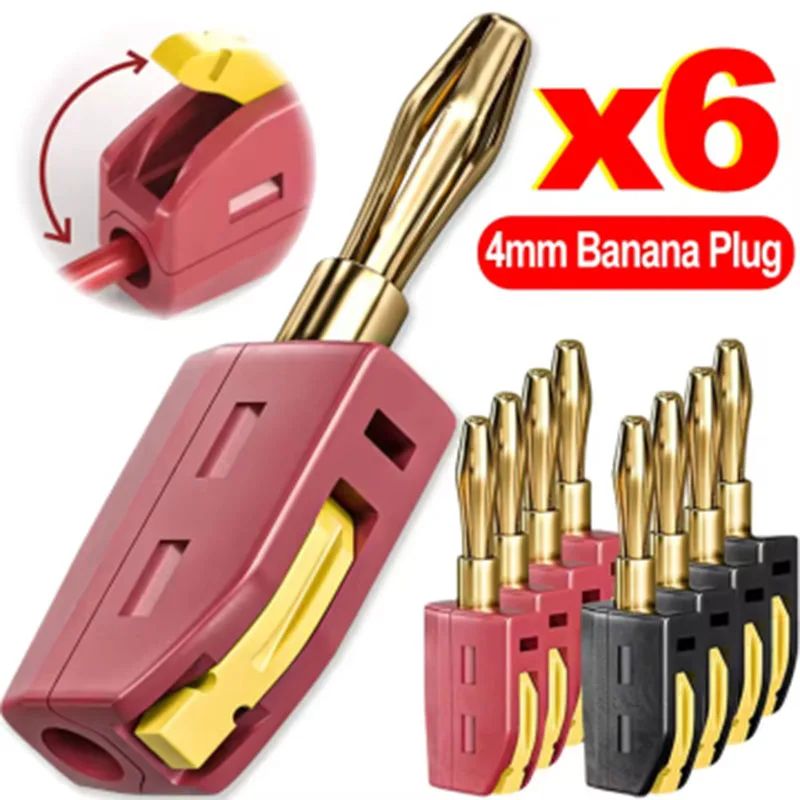GoldPlated 32A Banana Plug Connectors Solderless HighCurrent Audio Speaker Plugs 0