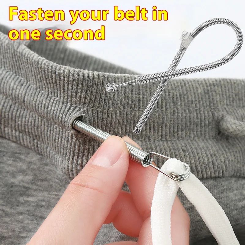 Spring Drawstring Threader Clips Easy Drawstring Replacement Tool For Hoodies Pants 2PCS 0