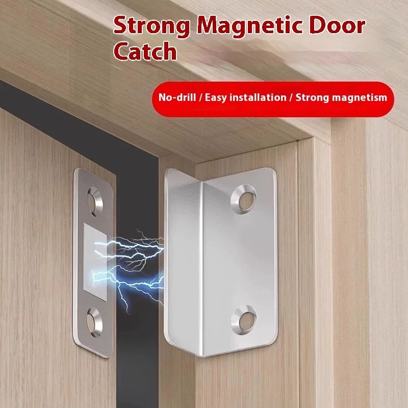 UltraThin LType Magnetic Cabinet Catch Strong Magnetic Door Closer For Cabinets Wardrobes 0