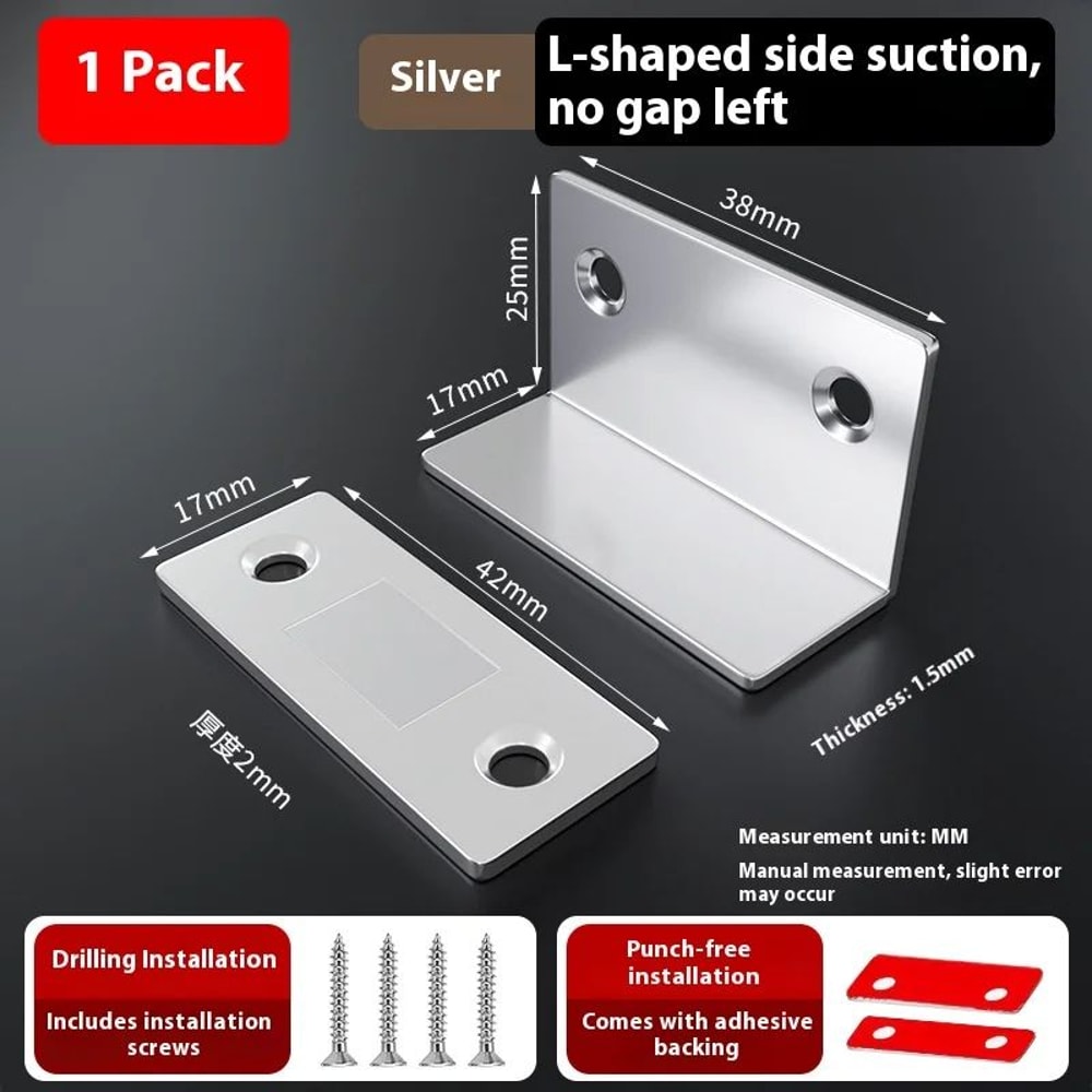 UltraThin LType Magnetic Cabinet Catch Strong Magnetic Door Closer For Cabinets Wardrobes 5