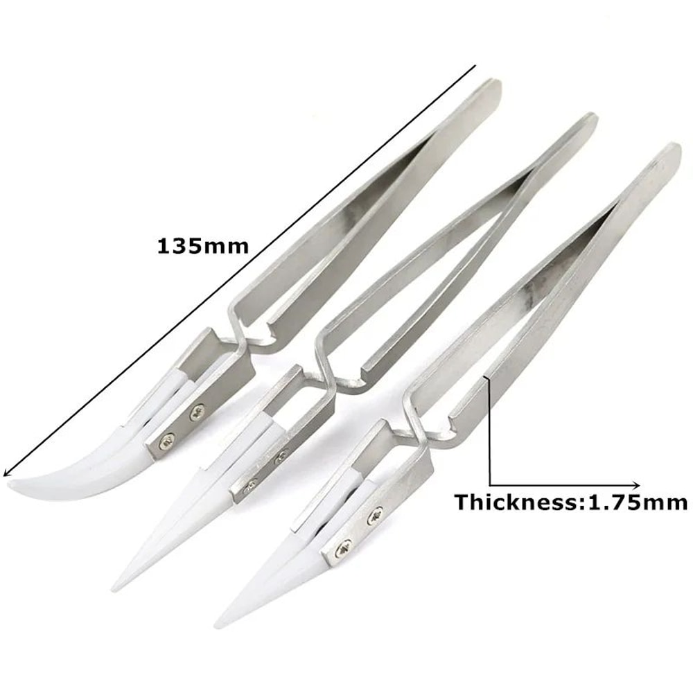 Precision Ceramic Tweezers For Electronics AntiStatic Soldering Tweezers With HeatResistant Tips 5