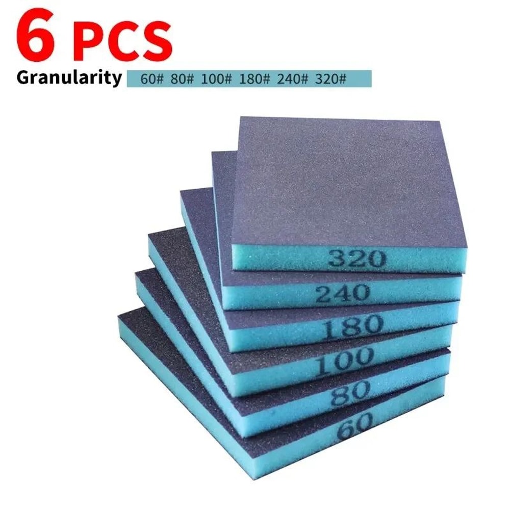 6Piece Sanding Sponge Set Washable Wet Dry Sanding Blocks For Wood Metal And Glass 4