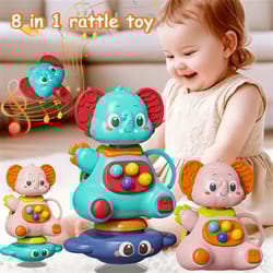 blue elephant suction spinner toy – 360° rotating baby sensory & bath toy