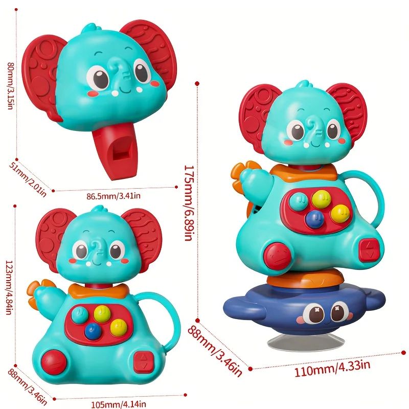 Blue Elephant Suction Spinner Toy 360 Rotating Baby Sensory Bath Toy 1