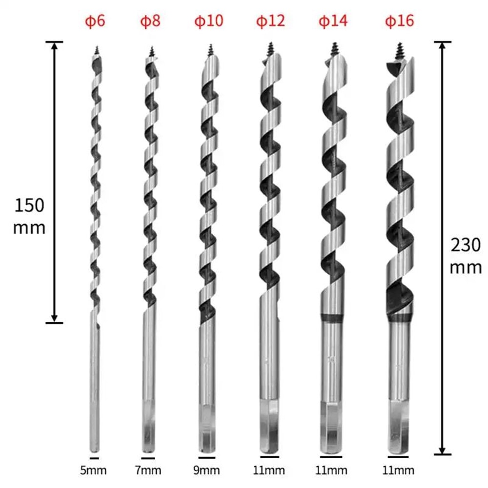 230mm HSS Long Twist Drill Bits For Metal Wood Deep Hole Center Drilling Set 1