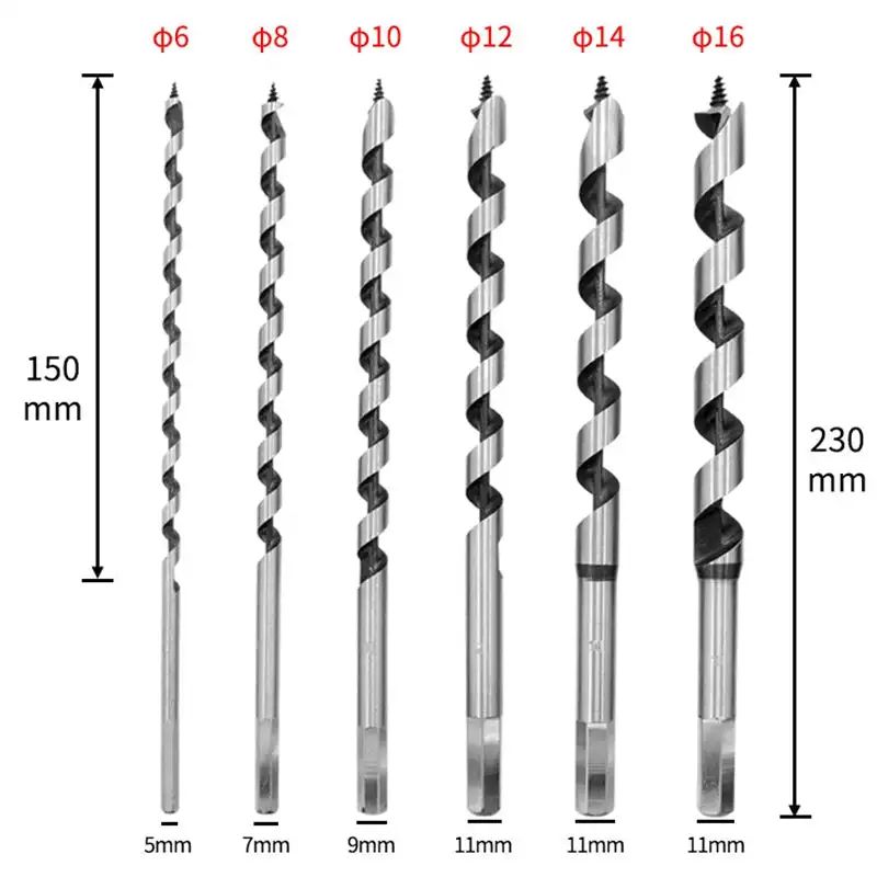230mm HSS Long Twist Drill Bits For Metal Wood Deep Hole Center Drilling Set 1