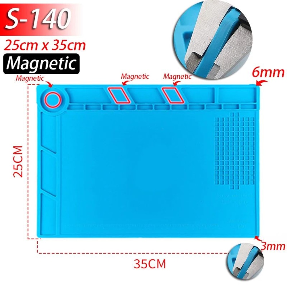 HeatResistant Silicone Soldering Mat AntiStatic Magnetic Work Mat For Electronics Repair 9