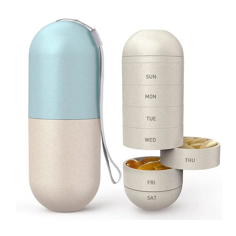 Weekly Waterproof Pill Organizer Portable 7Day Travel Medicine Case With Secure Sealed Compartment 0
