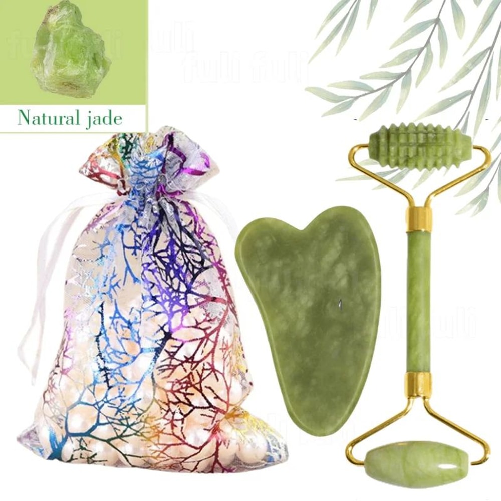 Natural Rose Jade Gua Sha Tool Facial Body Lifting Stone For Massage And Skin Care 3