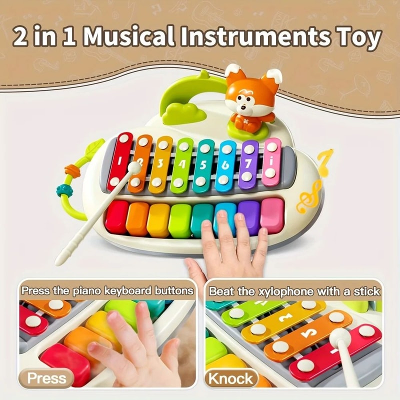 2in1 Baby Grand Piano Toy For Musical Learning Motor Skill Development 2