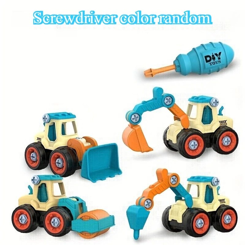 DIY Construction Excavator Toy With Screw Assembly Sliding Action 4