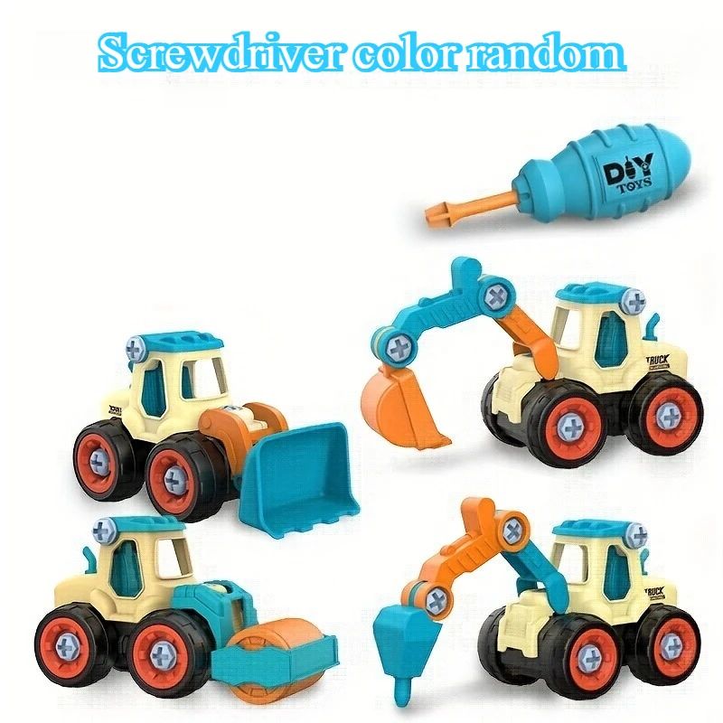DIY Construction Excavator Toy With Screw Assembly Sliding Action 4