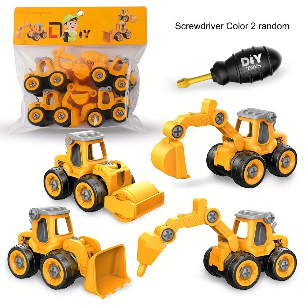 DIY Construction Excavator Toy With Screw Assembly Sliding Action 5