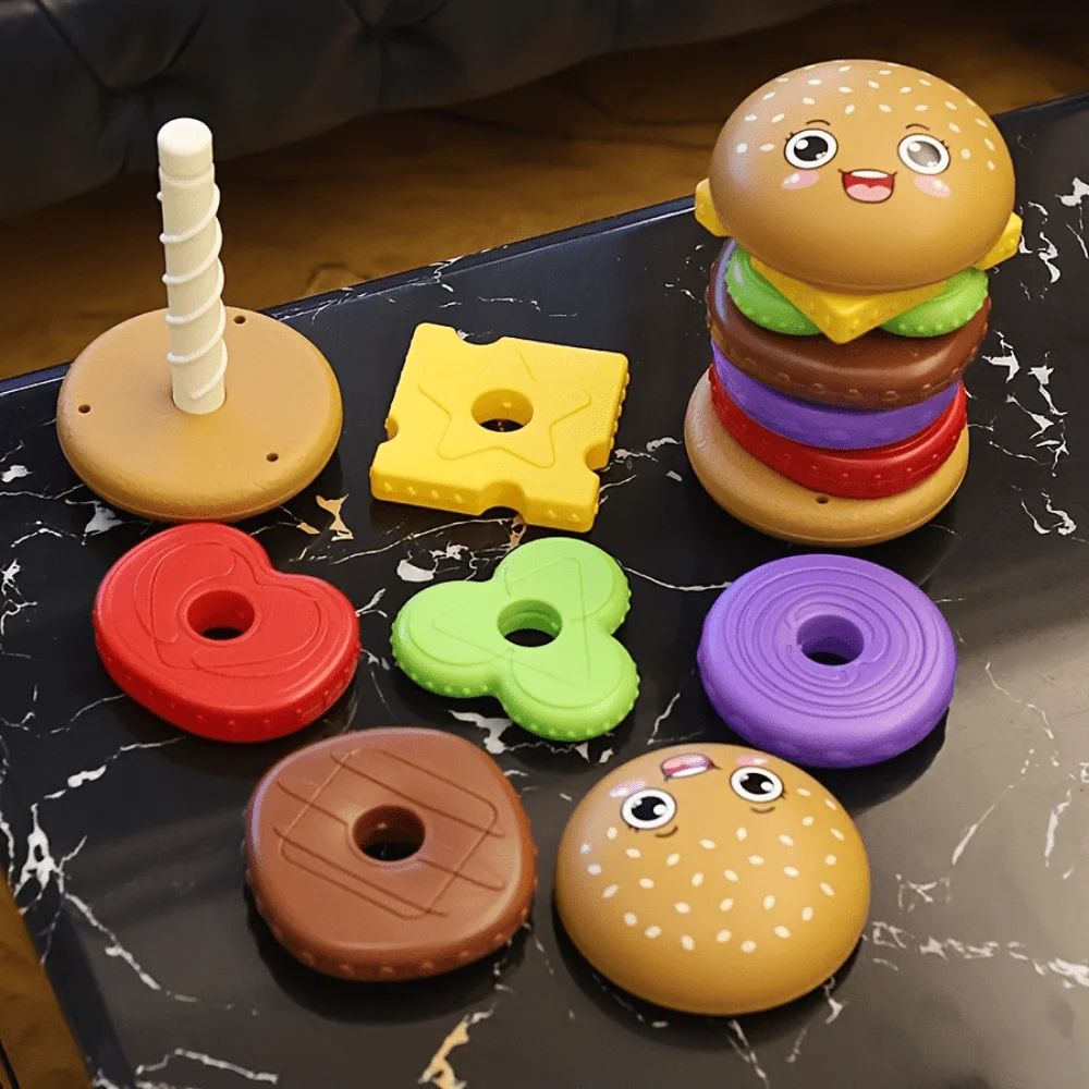 Stack Play Burger Toy Fine Motor Skills Stacking Game For Toddlers Infants 4