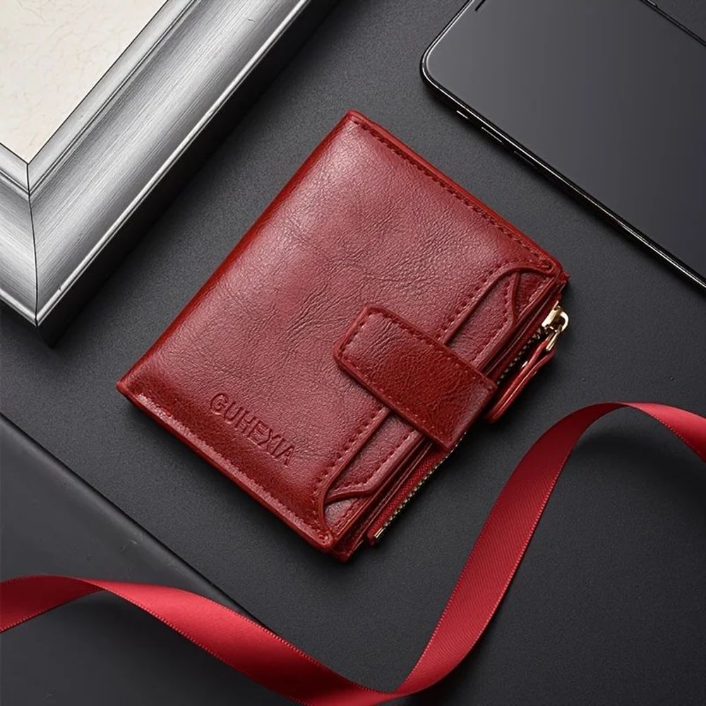 Men Vintage Leather Wallet Large Capacity Billfold With Zipper Coin Pocket ID Window 7