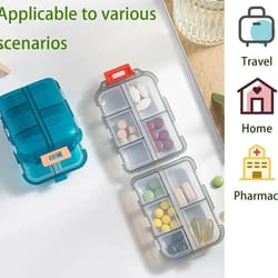 portable travel pill organizer with 10-grid daily medicine storage case