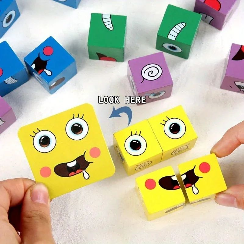 Face Change Expression Puzzle Game Fun Family Board Game With Creative Building Blocks 4