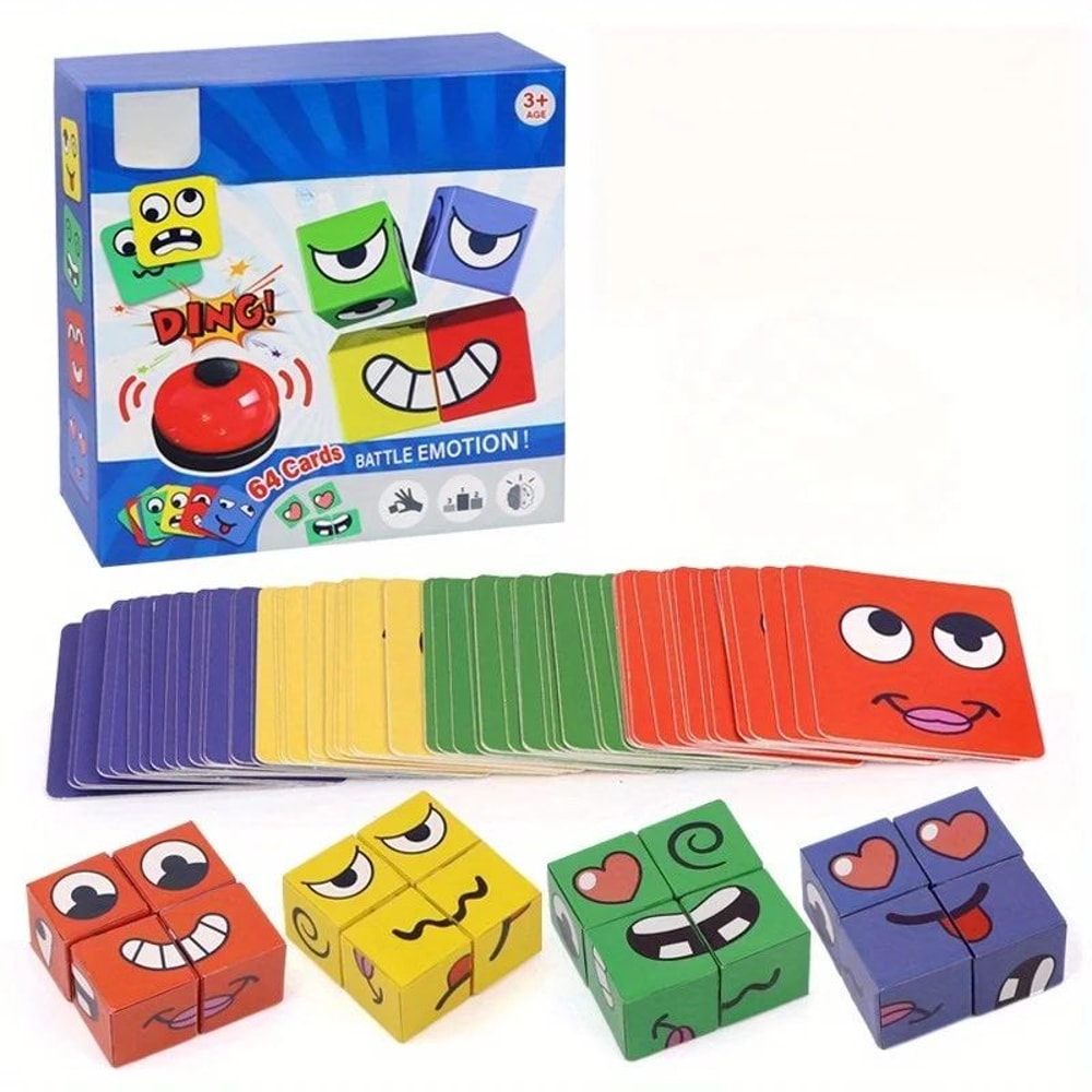 Face Change Expression Puzzle Game Fun Family Board Game With Creative Building Blocks 7