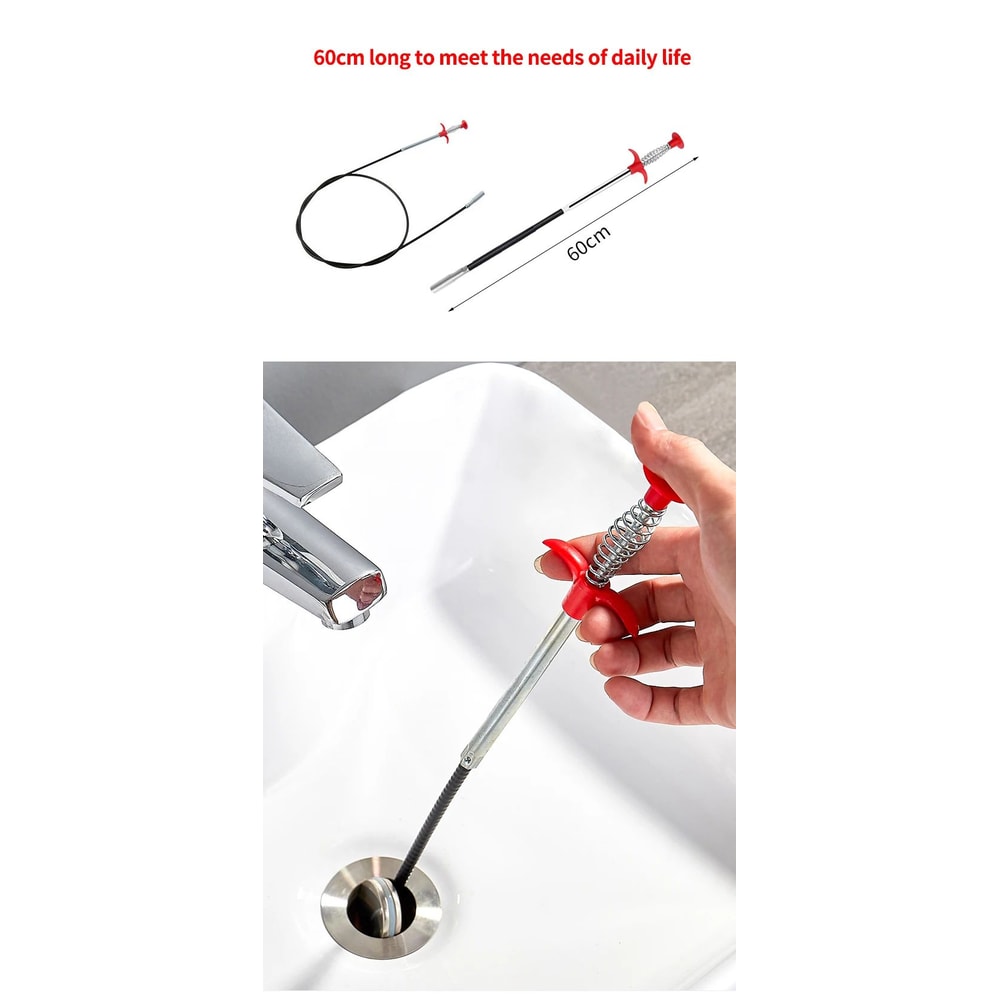 60cm Flexible Drain Snake Tool HeavyDuty Drain Snake For Fast Clog Removal In Sinks Pipes 0