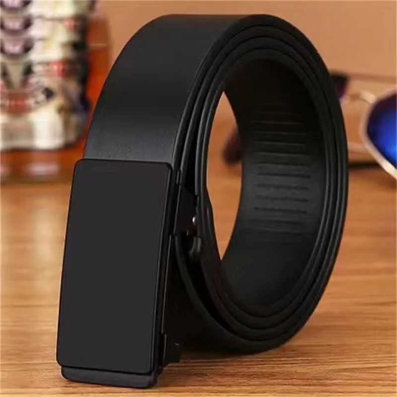 Men Automatic Buckle Leather Belt Luxury Genuine Leather Belt With Ratchet Closure For Business C 0