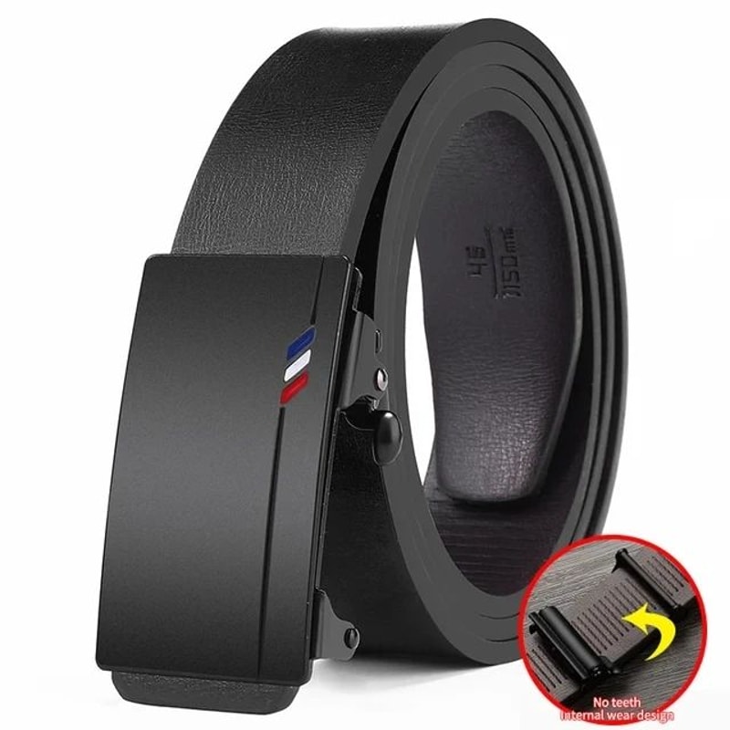 Men Automatic Buckle Leather Belt Luxury Genuine Leather Belt With Ratchet Closure For Business C 1