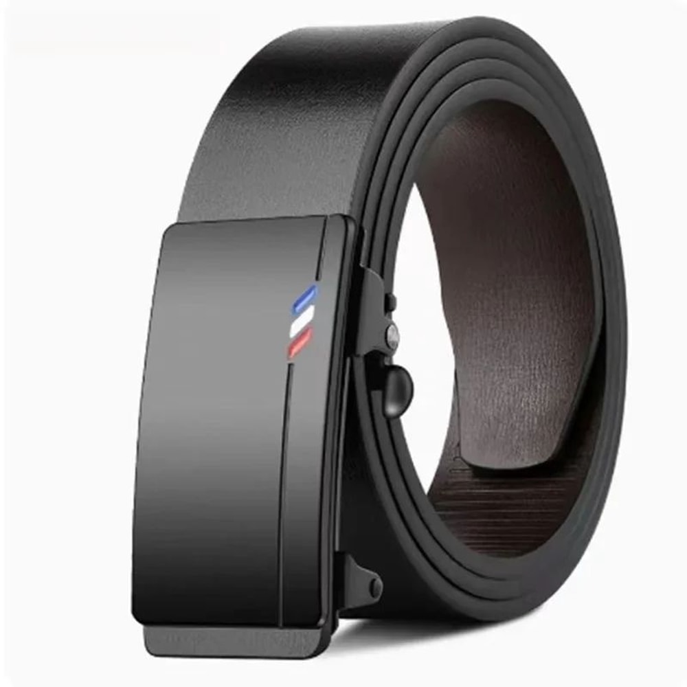 Men Automatic Buckle Leather Belt Luxury Genuine Leather Belt With Ratchet Closure For Business C 5