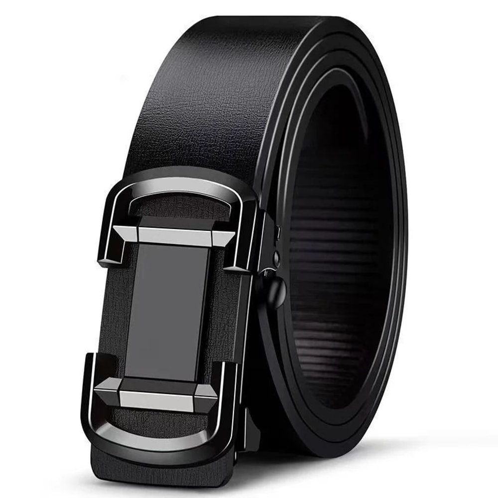 Men Automatic Buckle Leather Belt Luxury Genuine Leather Belt With Ratchet Closure For Business C 14