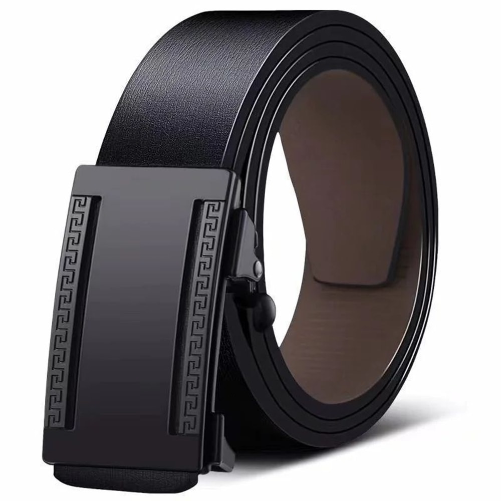 Men Automatic Buckle Leather Belt Luxury Genuine Leather Belt With Ratchet Closure For Business C 6
