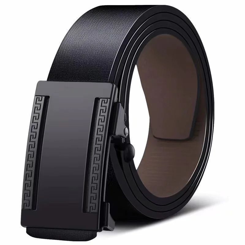 Men Automatic Buckle Leather Belt Luxury Genuine Leather Belt With Ratchet Closure For Business C 6