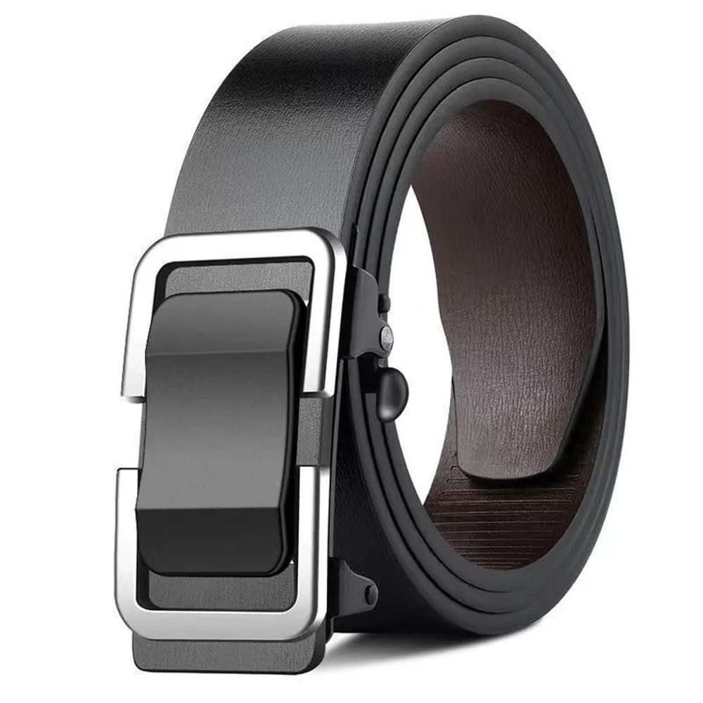 Men Automatic Buckle Leather Belt Luxury Genuine Leather Belt With Ratchet Closure For Business C 8