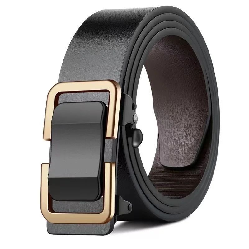 Men Automatic Buckle Leather Belt Luxury Genuine Leather Belt With Ratchet Closure For Business C 9