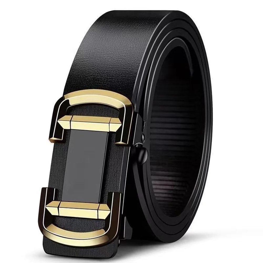 Men Automatic Buckle Leather Belt Luxury Genuine Leather Belt With Ratchet Closure For Business C 13