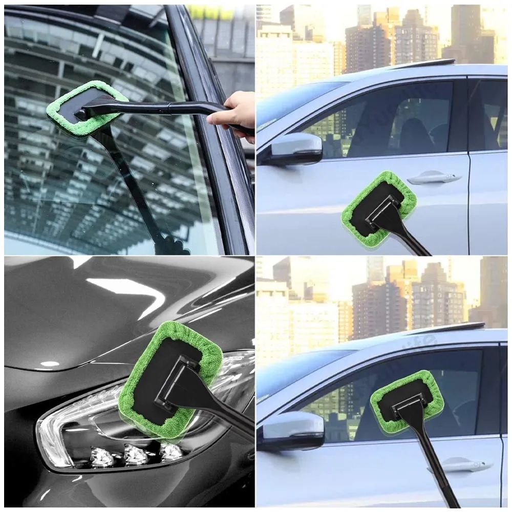 Microfiber Car Window Cleaner Brush Long Handle Windshield Cleaning Tool 3