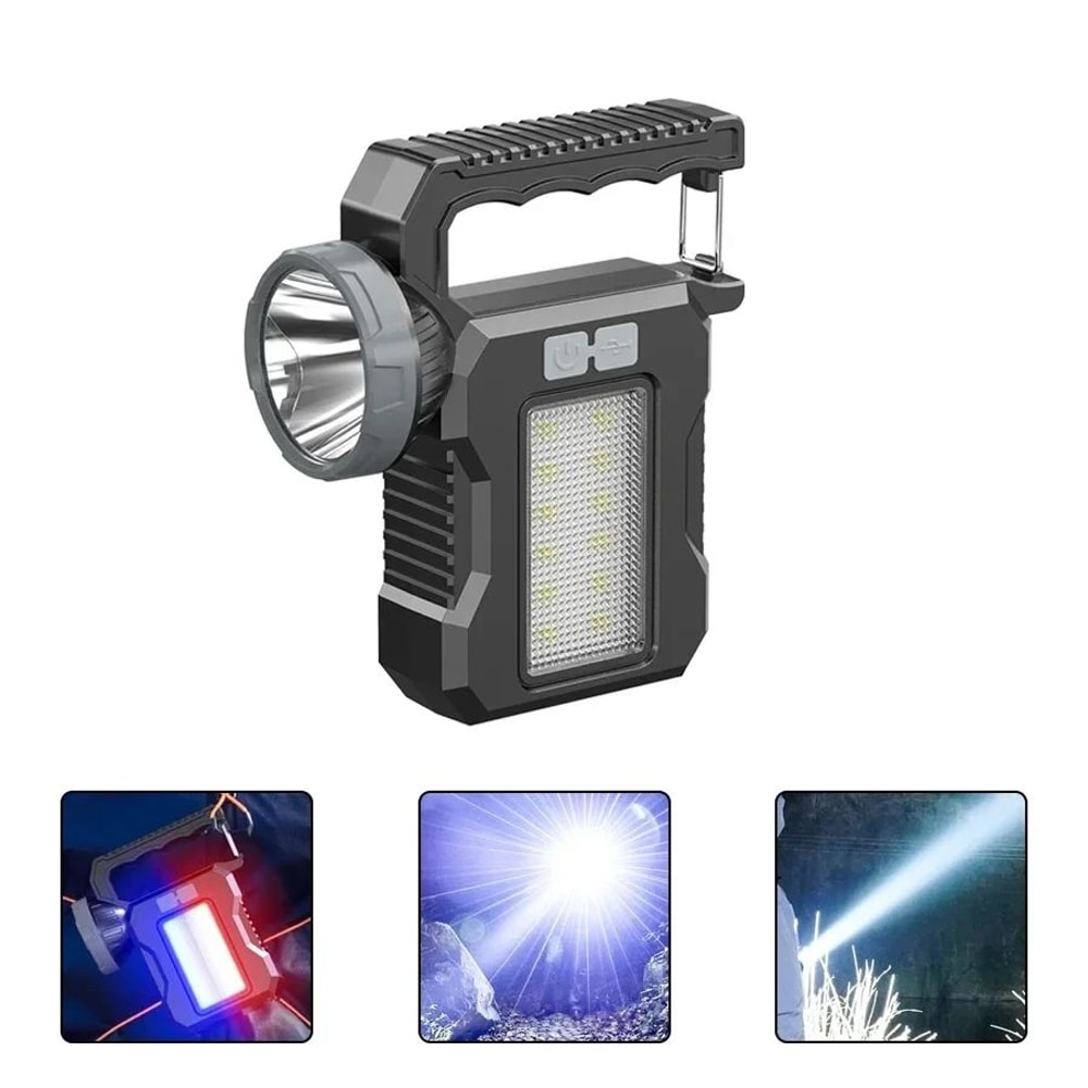 Rechargeable Solar LED Flashlight USB Camping Torch With COB Work Light 6