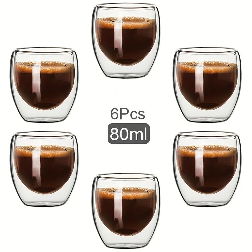 Double Wall Glass Cup For Coffee Tea Espresso Handmade HeatInsulated Mini Drinkware 0