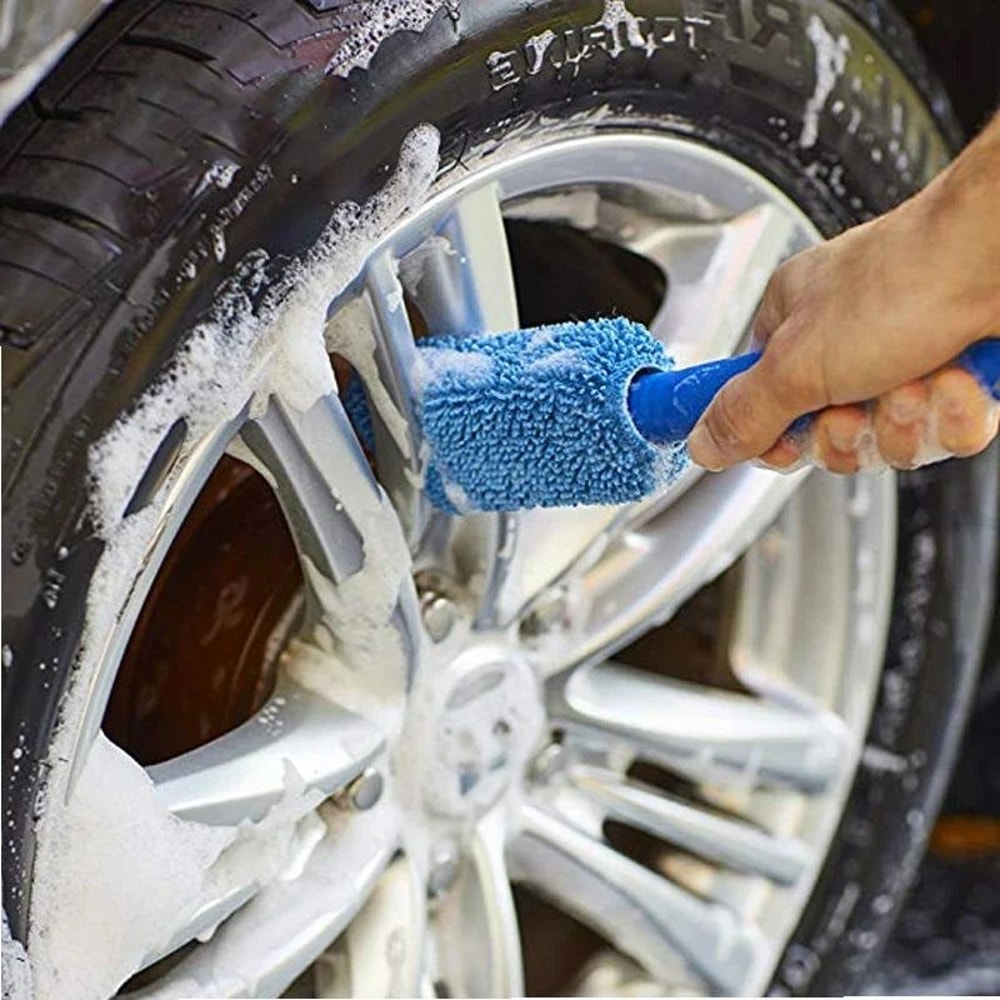 Microfiber Car Wheel Cleaning Brush Soft Tire Rim Wash Brush With Ergonomic Handle 0