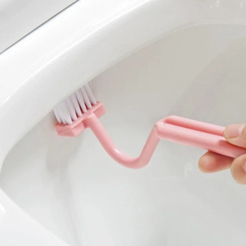 SShape Toilet Cleaning Brush Curved WC Scrubber For Corners HardtoReach Areas 0