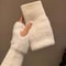 Women Winter Fingerless Gloves Soft Plush Half Finger Knit Gloves For Warmth Comfort 9