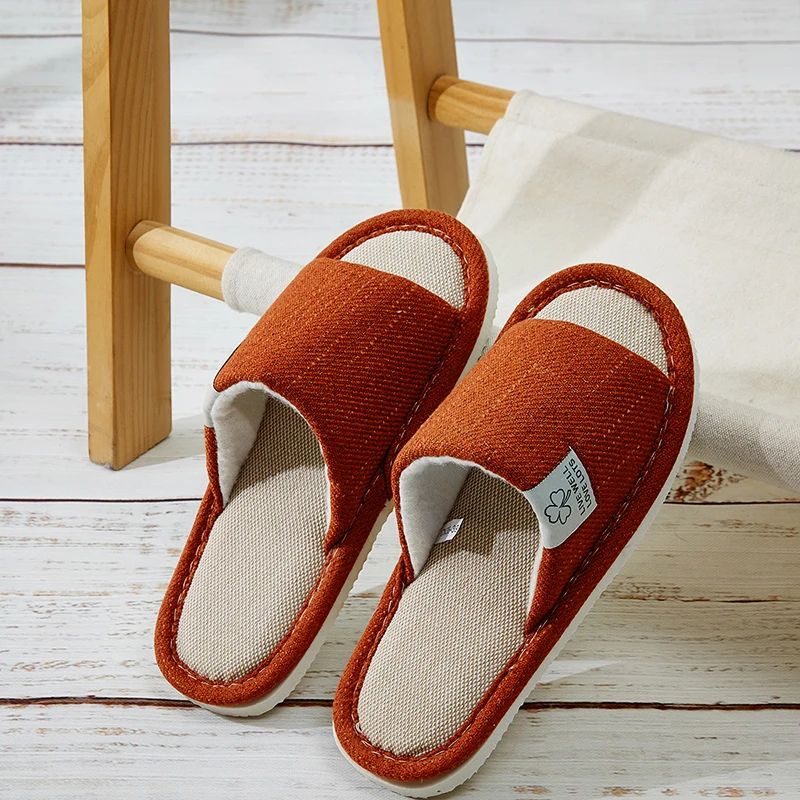 Breathable Linen OpenToe Slippers Comfortable Indoor House Shoes For Men Women 9