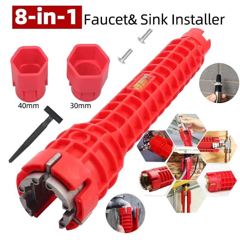 8in1 Sink Faucet Wrench MultiFunction Plumbing Tool For Kitchen Bathroom Repairs 0