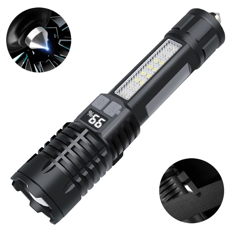 Heinast ProBeam HighPower LED Flashlight TypeC Rechargeable COB Torch With Side Light 9