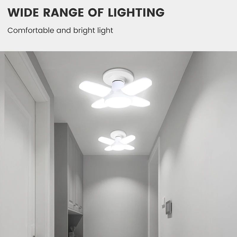 FlexBright Foldable LED Garage Light E27 FanBlade Ceiling Bulb 6500K Daylight 1