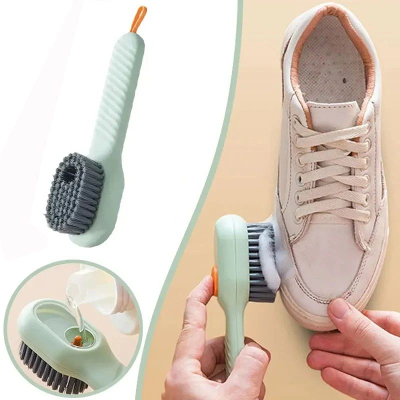CleanStep Liquid Dispensing Shoe Brush Long Handle MultiSurface Cleaning Tool With Hook 0