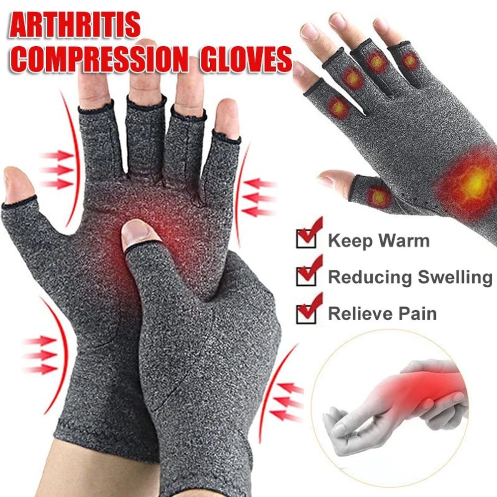 ComfortFlex Fingerless Compression Gloves For Hand Pain Relief Support 0