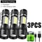 BrightCore Mini USB Rechargeable Flashlight With COB LED Zoom Focus 8