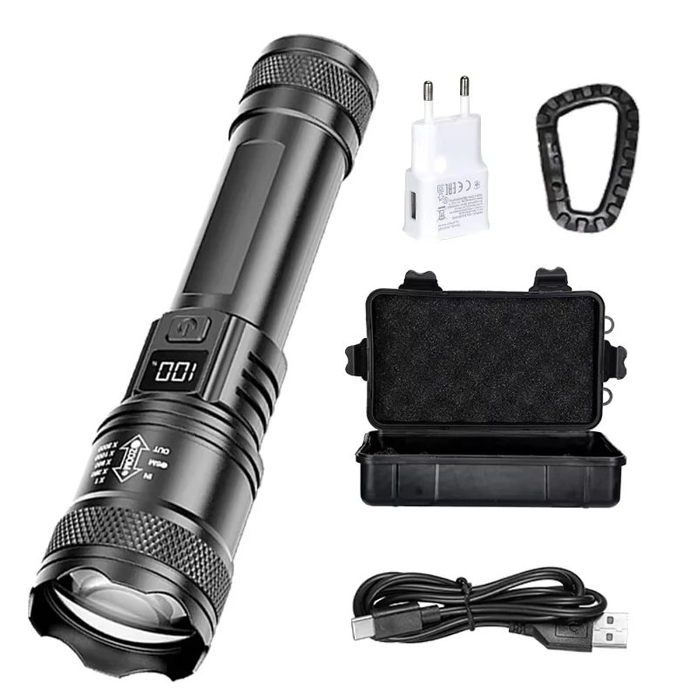 PowerBeam Tactical LED Flashlight With Digital Display USB Recharge 14