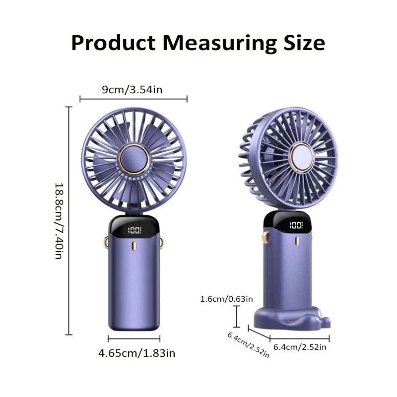 CoolFlex Portable Mini Fan Foldable Neck Hanging USB Rechargeable Fan With Display 1