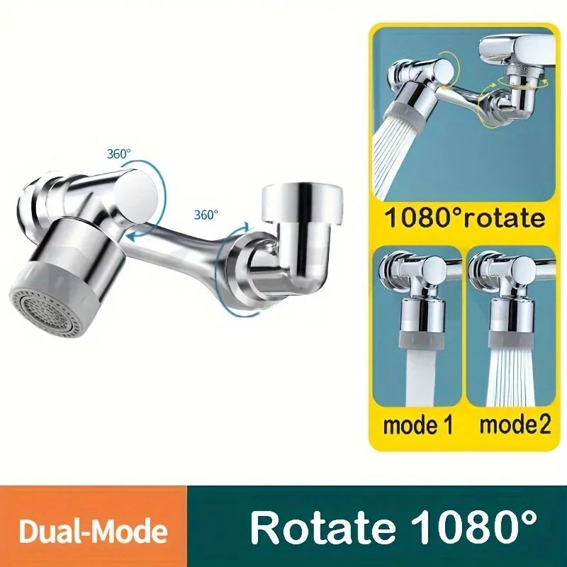 FlexFlow 1080 Rotatable Faucet Sprayer Head Universal Tap Extender With Dual Spray Modes 6