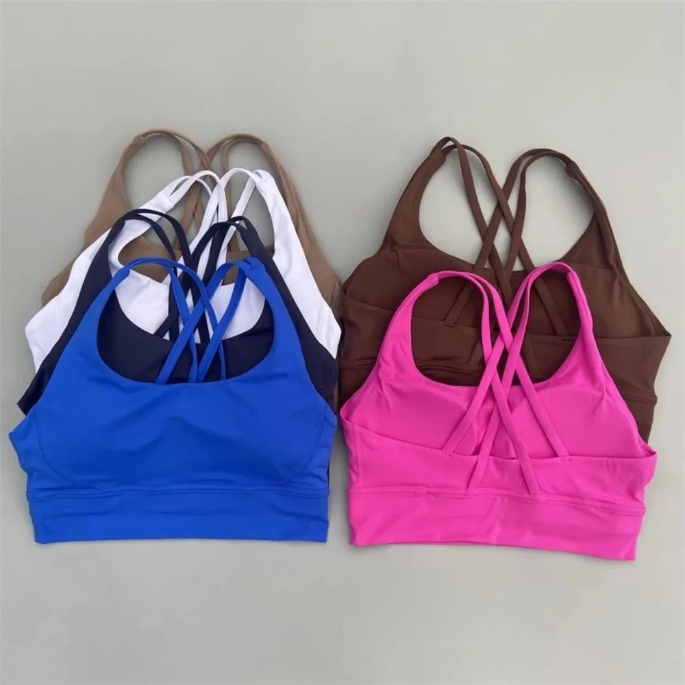 Performance Cross Back Sports Bra Supportive Women Fitness Bra With PushUp Chest Pads 1