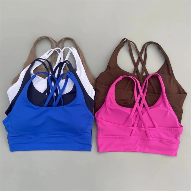 Performance Cross Back Sports Bra Supportive Women Fitness Bra With PushUp Chest Pads 1